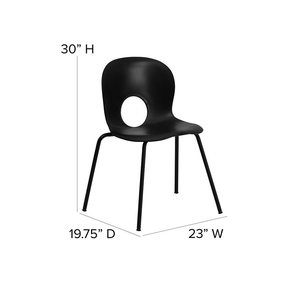 770 lb. Capacity Designer Black Plastic Stack Chair with Black Frame