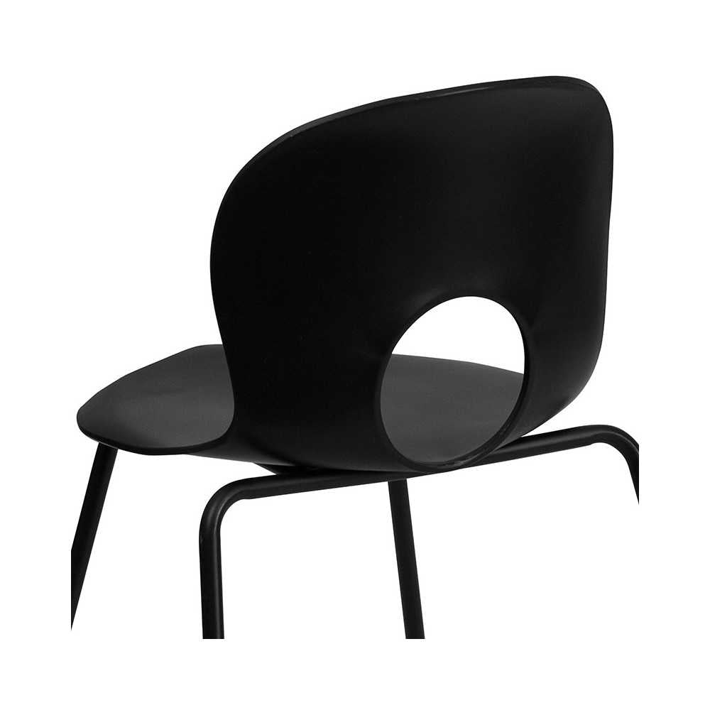 770 lb. Capacity Designer Black Plastic Stack Chair with Black Frame