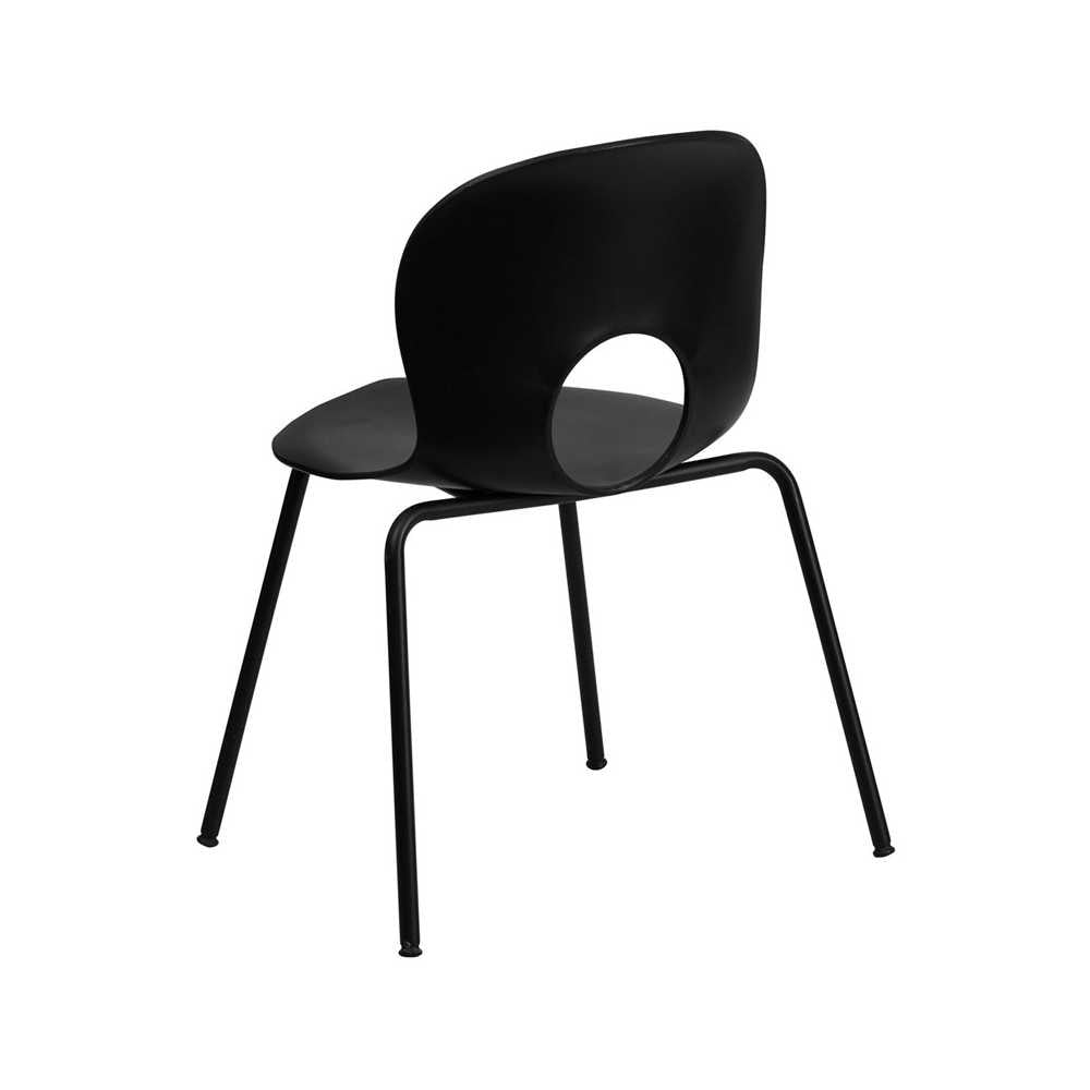 770 lb. Capacity Designer Black Plastic Stack Chair with Black Frame