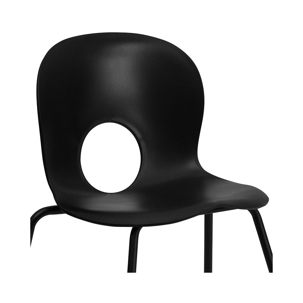 770 lb. Capacity Designer Black Plastic Stack Chair with Black Frame