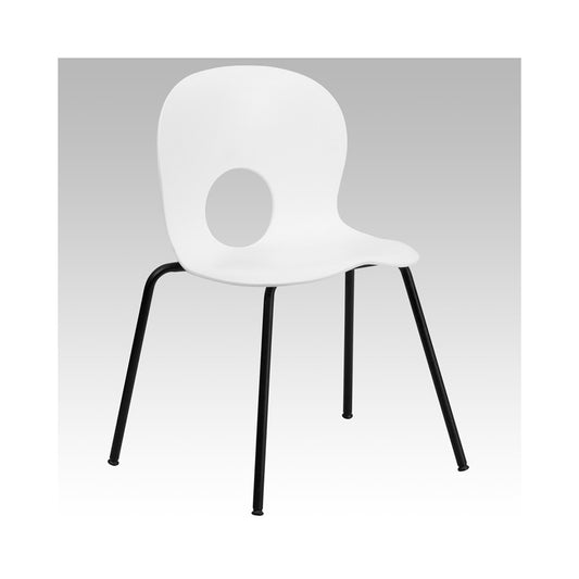 770 lb. Capacity Designer White Plastic Stack Chair with Black Frame