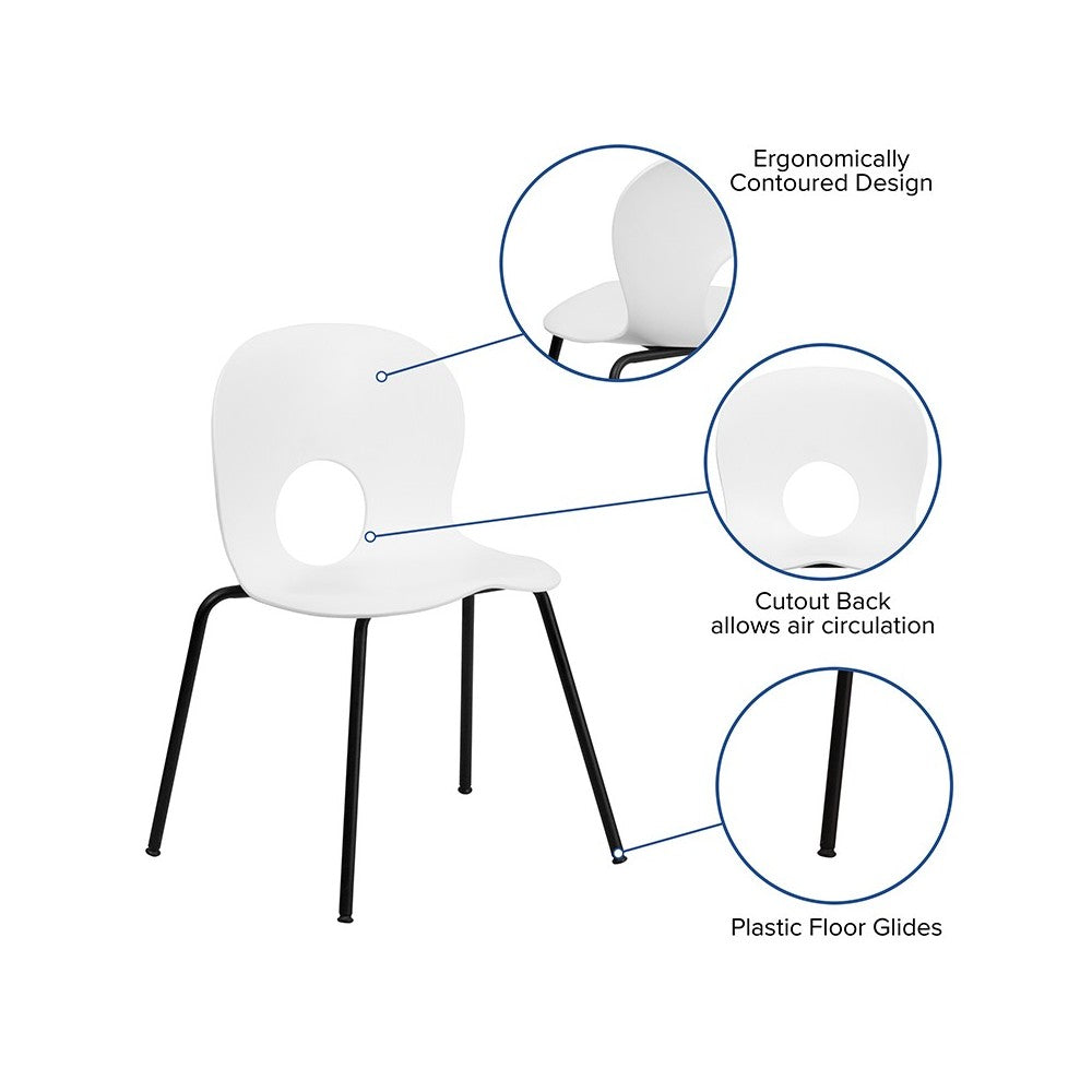 770 lb. Capacity Designer White Plastic Stack Chair with Black Frame