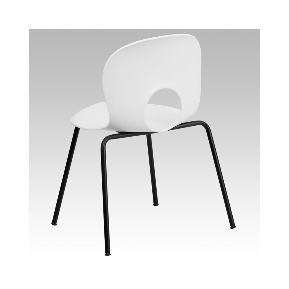 770 lb. Capacity Designer White Plastic Stack Chair with Black Frame