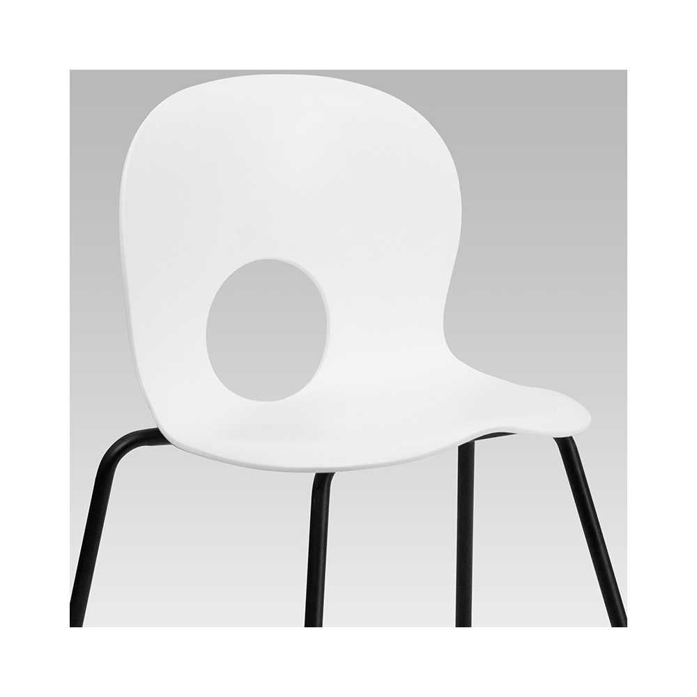 770 lb. Capacity Designer White Plastic Stack Chair with Black Frame