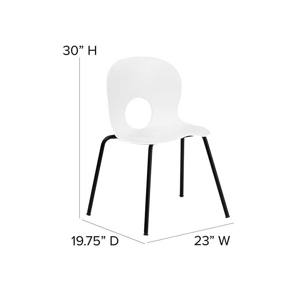 770 lb. Capacity Designer White Plastic Stack Chair with Black Frame