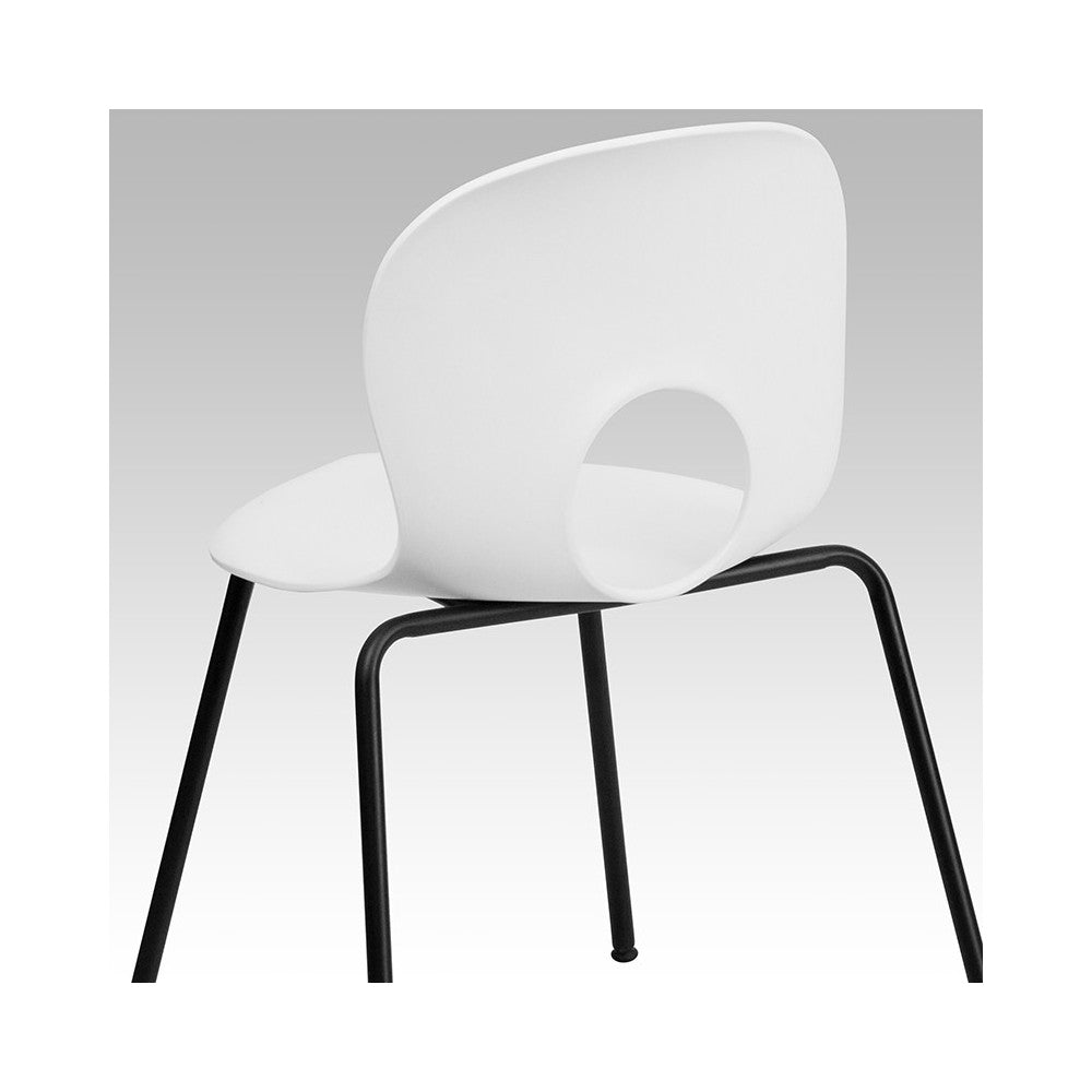 770 lb. Capacity Designer White Plastic Stack Chair with Black Frame