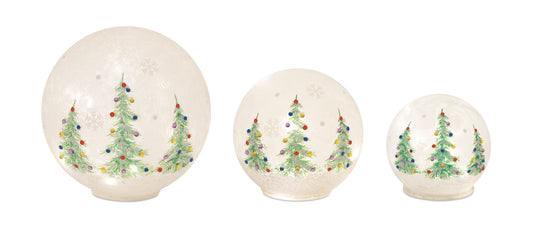 Christmas Tree Globe/Timer (Set Of 3) 4.25"H, 5.5"H, 7.75"H Glass