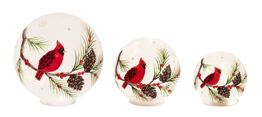 Cardinal Globe/Timer (Set Of 3) 4.25"H, 5.5"H, 7.75"H Glass
