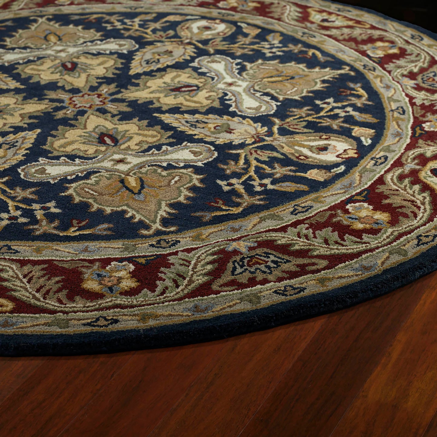 Kaleen Tara Rounds Collection Navy Burgundy Area Rug 7'9" x 7'9"
