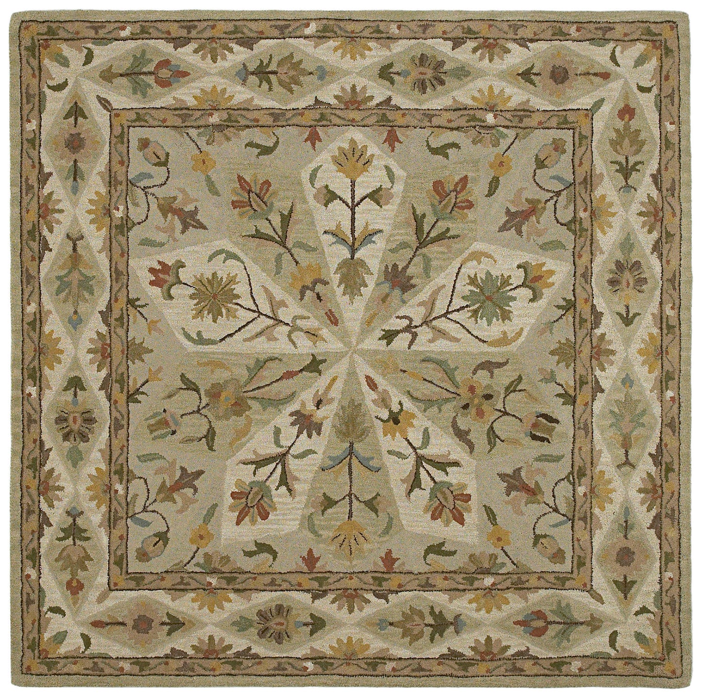 Kaleen Tara Square Collection Light Sage  Area Rug 3'9" x 3'9"