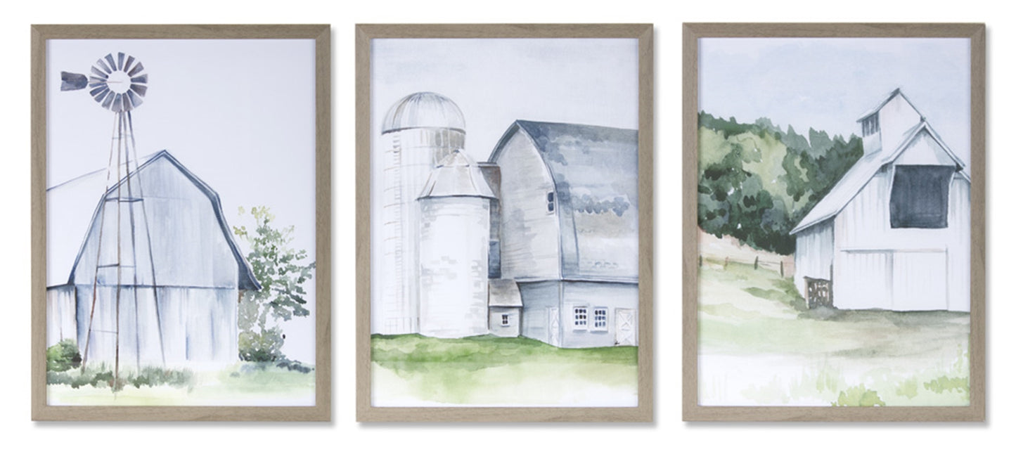 Framed Farm Print (Set Of 3) 11.5" x 11.5"H Plastic/Mdf