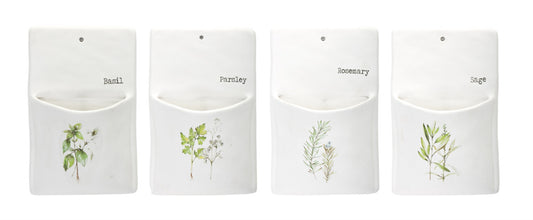 Herb Wall Pocket (Set Of 4) 5.25" x 8.5"H Ceramic