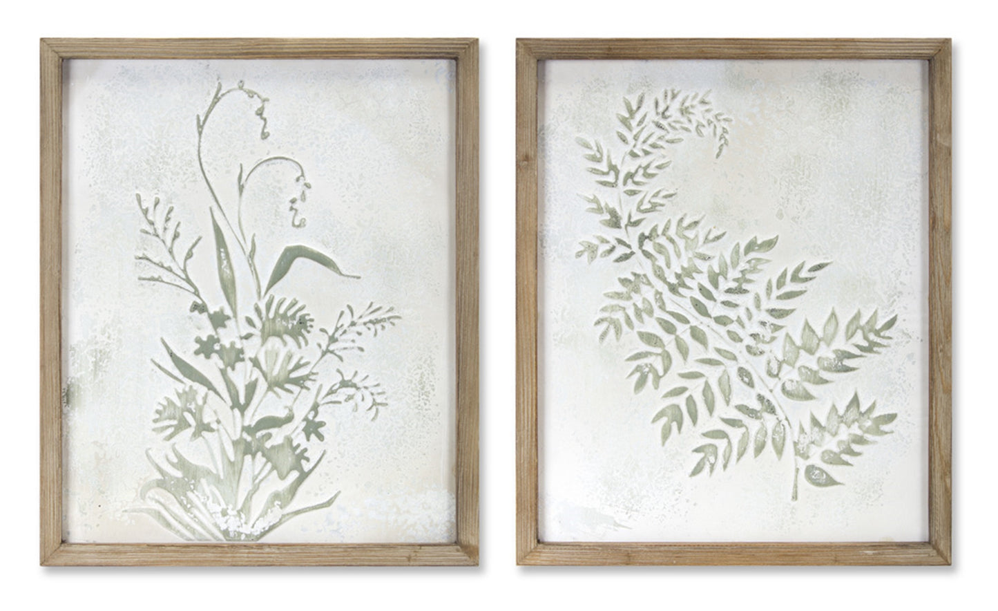 Fern/Floral Print (Set Of 2) 19.5" x 23.5"H Iron/Wood