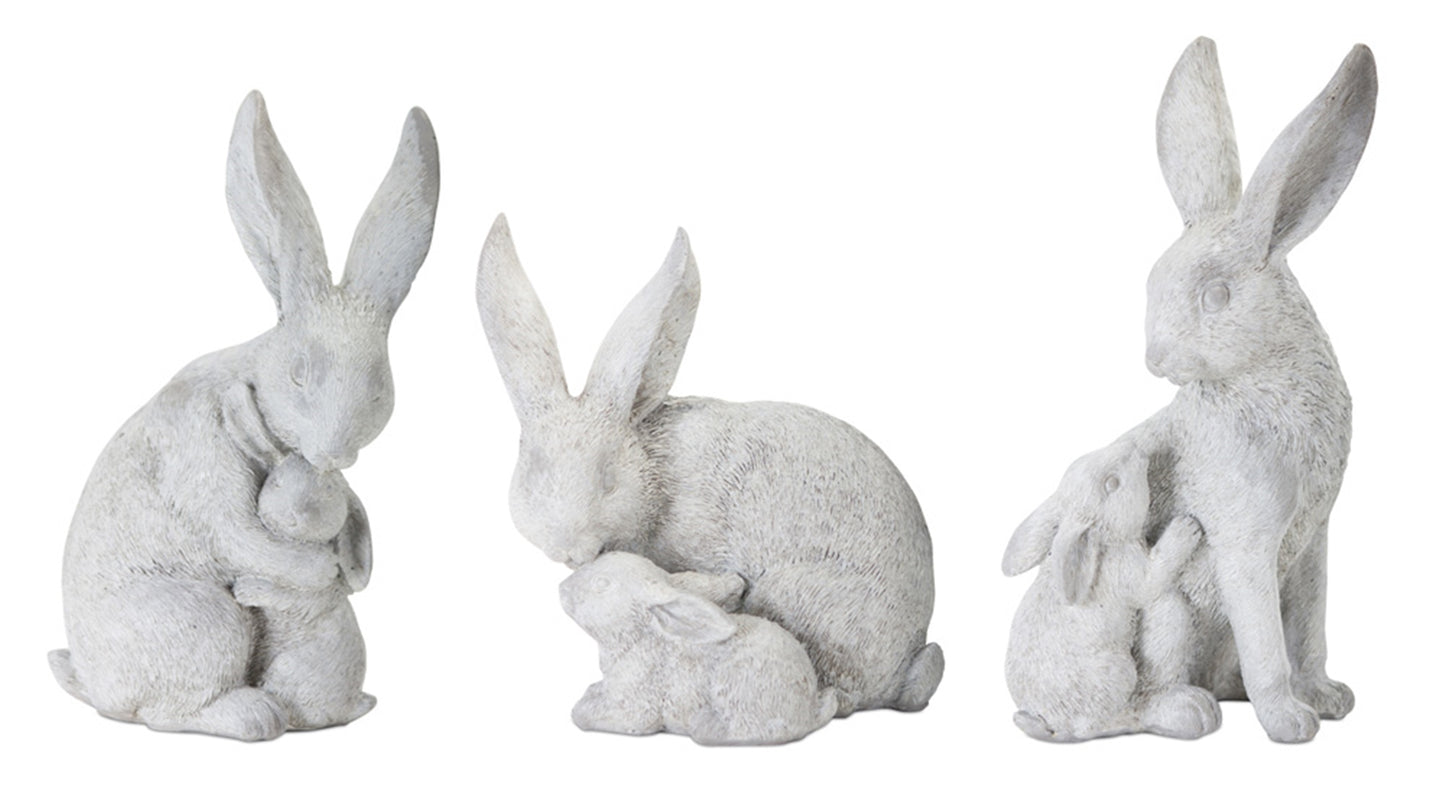 Rabbit With Bunny (Set Of 6) 4.5"H, 5.5"H, 6"H Resin/Stone Powder