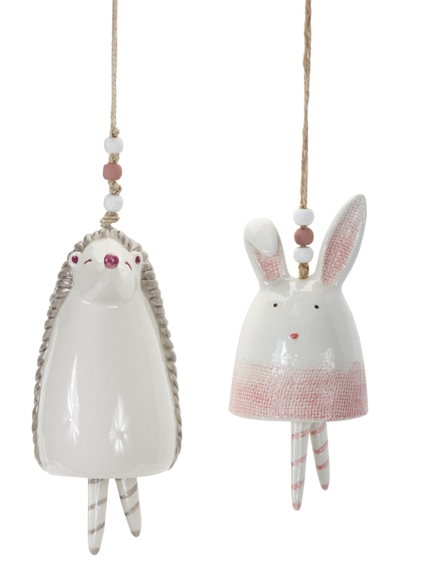 Bunny/Hedgehog Bell (Set Of 4) 4.75"H, 7"H Stoneware