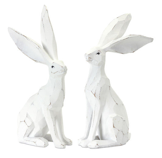 Rabbit (Set Of 2) 12"H Resin/Stone Powder