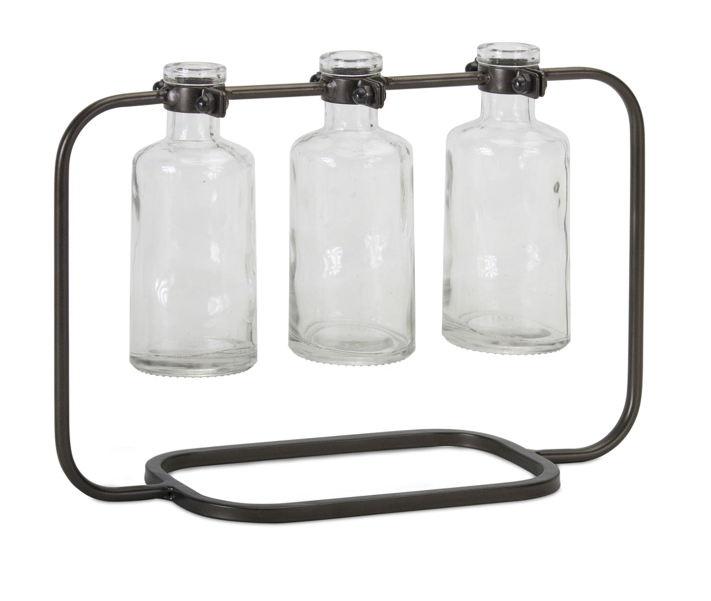 Vase In Holder (Set Of 4) 10.25" x 7.5"H Glass/Metal