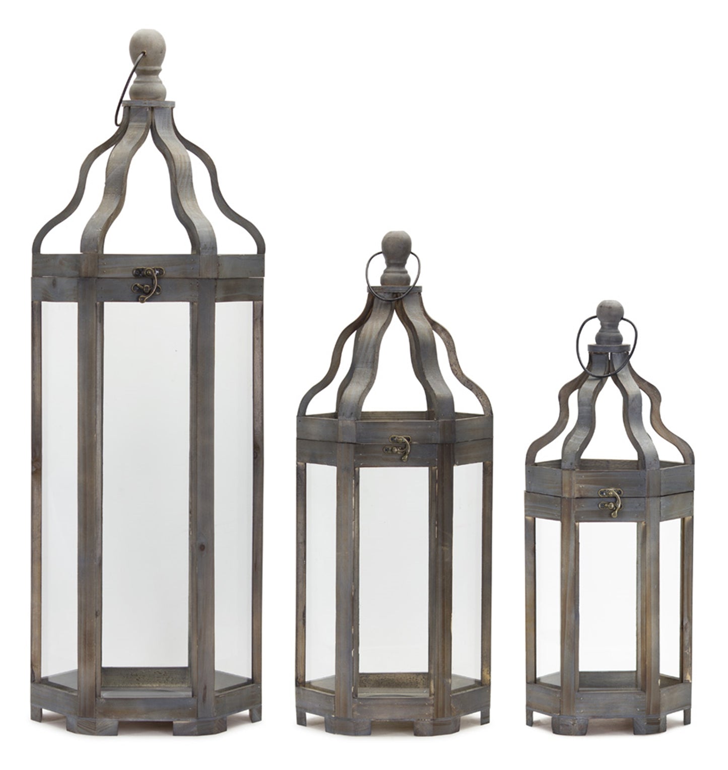 Lantern (Set Of 3) 19.5"H, 25"H, 36"H Wood/Iron