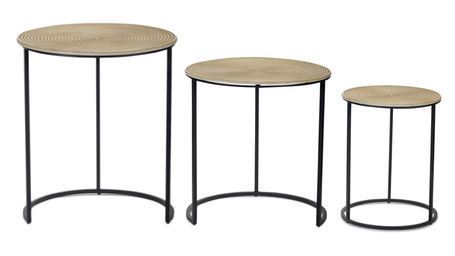 Accent Table (Set Of 3) 20"H, 22"H, 24.25"H Mdf/Iron