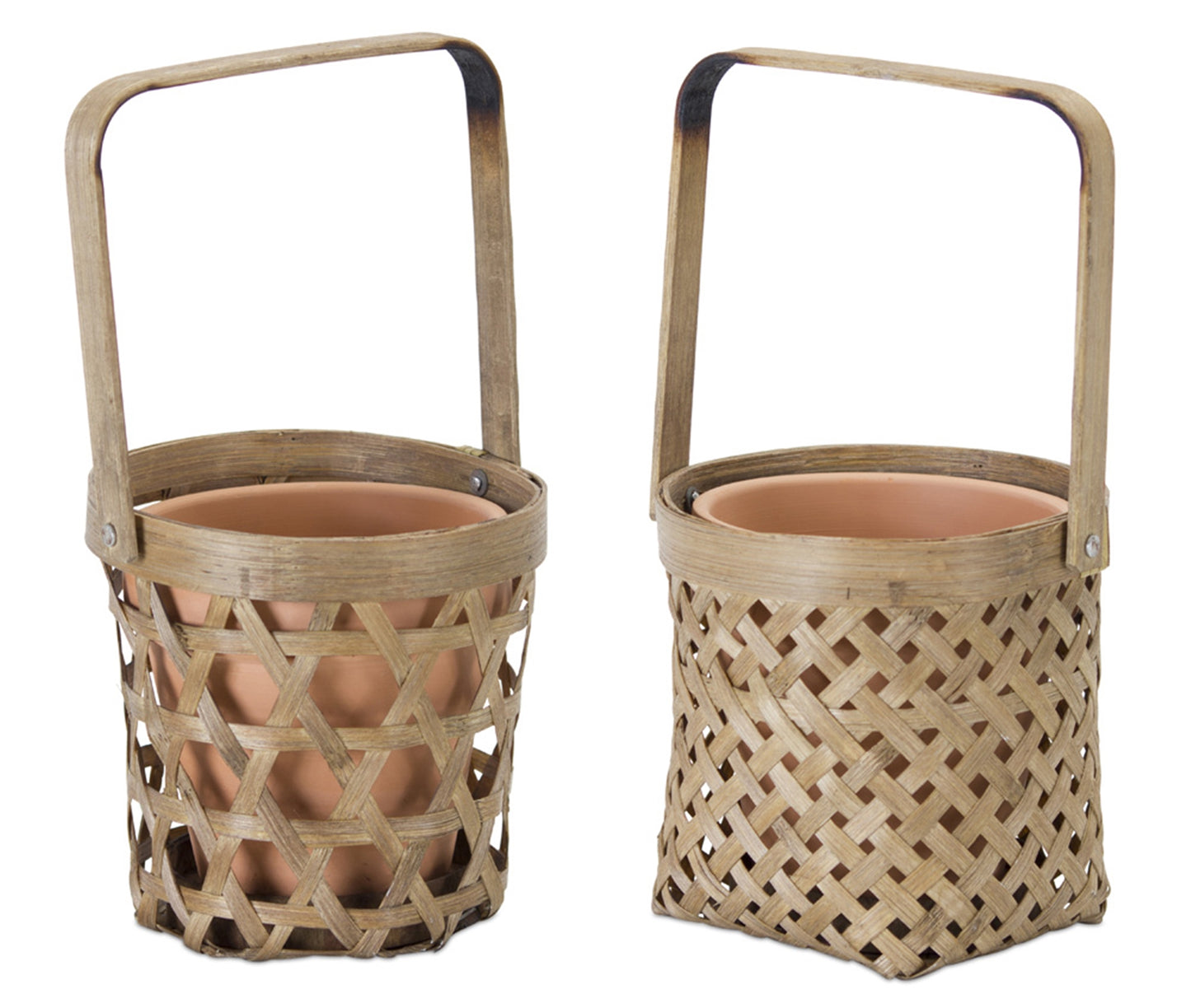 Basket/Pot Holder (Set Of 6) 5"H Bamboo/Terra Cotta