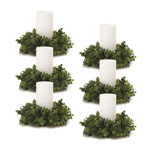 Eucalyptus Candle Ring (Set Of 6) 12"D Plastic (Fits A 4" Candle)