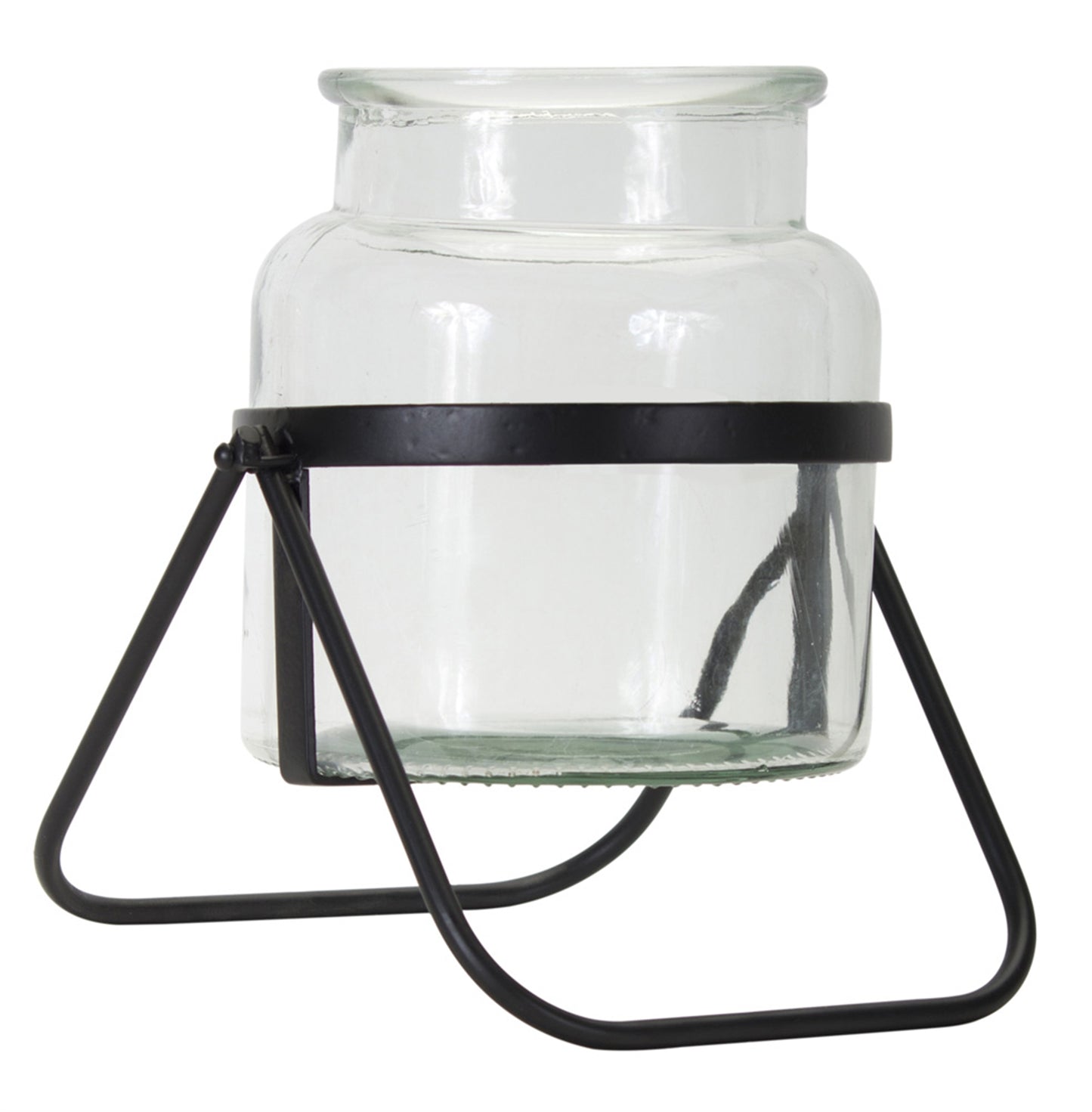 Vase In Stand (Set Of 2) 9"H Metal/Glass
