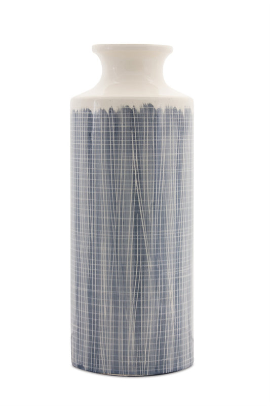 Vase 19.25"H Terra Cotta, Blue, White