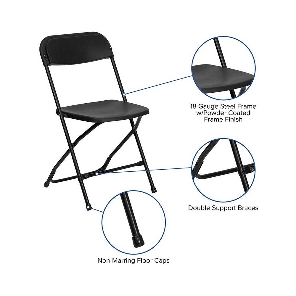 8' Bi-Fold Granite White Plastic Event/Training Folding Table Set with 10 Folding Chairs