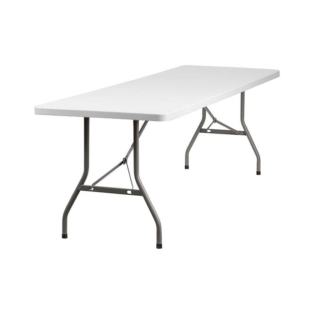 8-Foot Granite White Plastic Folding Table