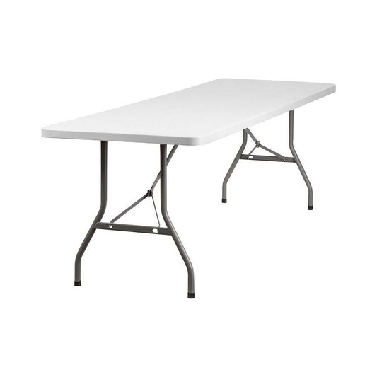 8-Foot Granite White Plastic Folding Table