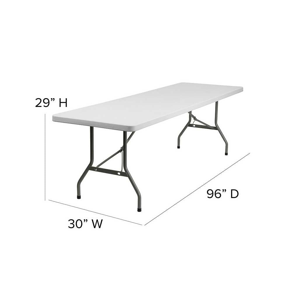 8-Foot Granite White Plastic Folding Table