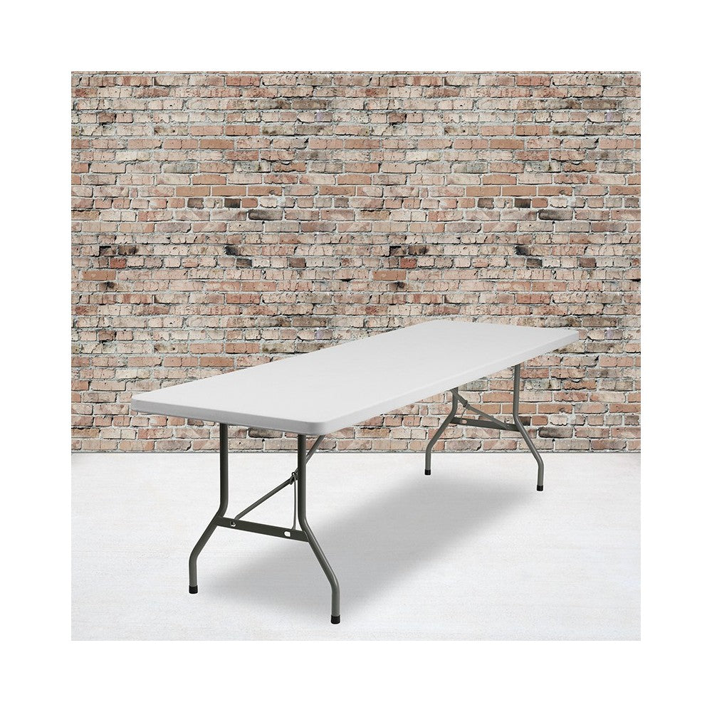 8-Foot Granite White Plastic Folding Table