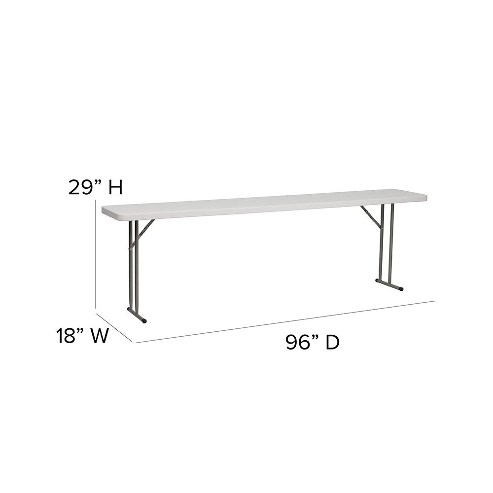 8-Foot Granite White Plastic Folding Training Table