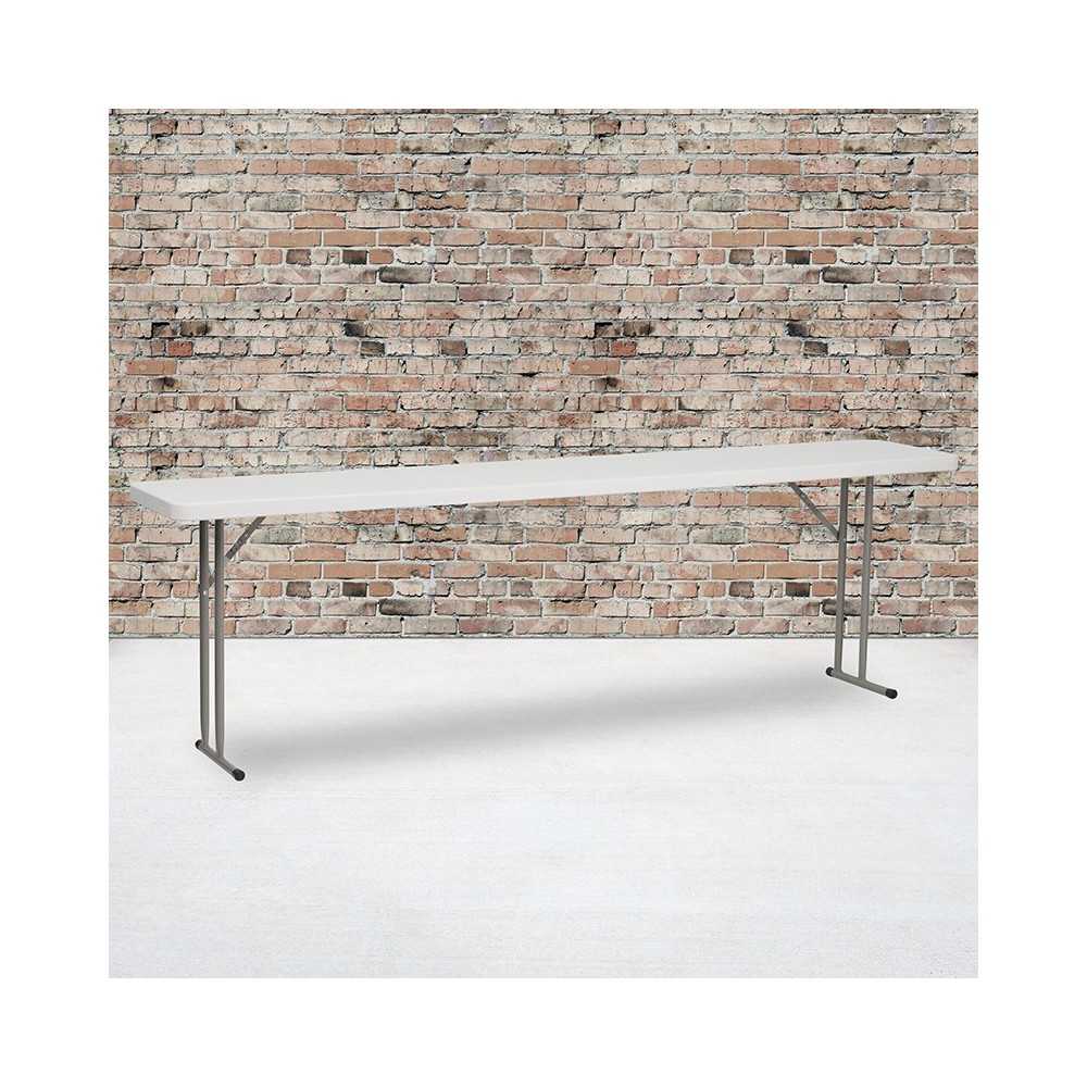 8-Foot Granite White Plastic Folding Training Table