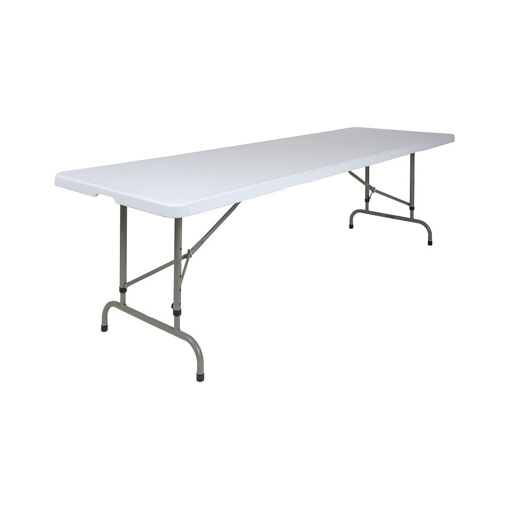 8-Foot Height Adjustable Granite White Plastic Folding Table