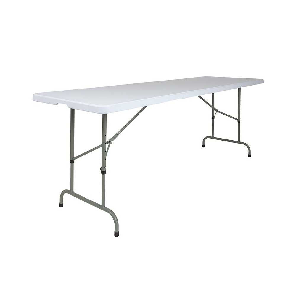 8-Foot Height Adjustable Granite White Plastic Folding Table