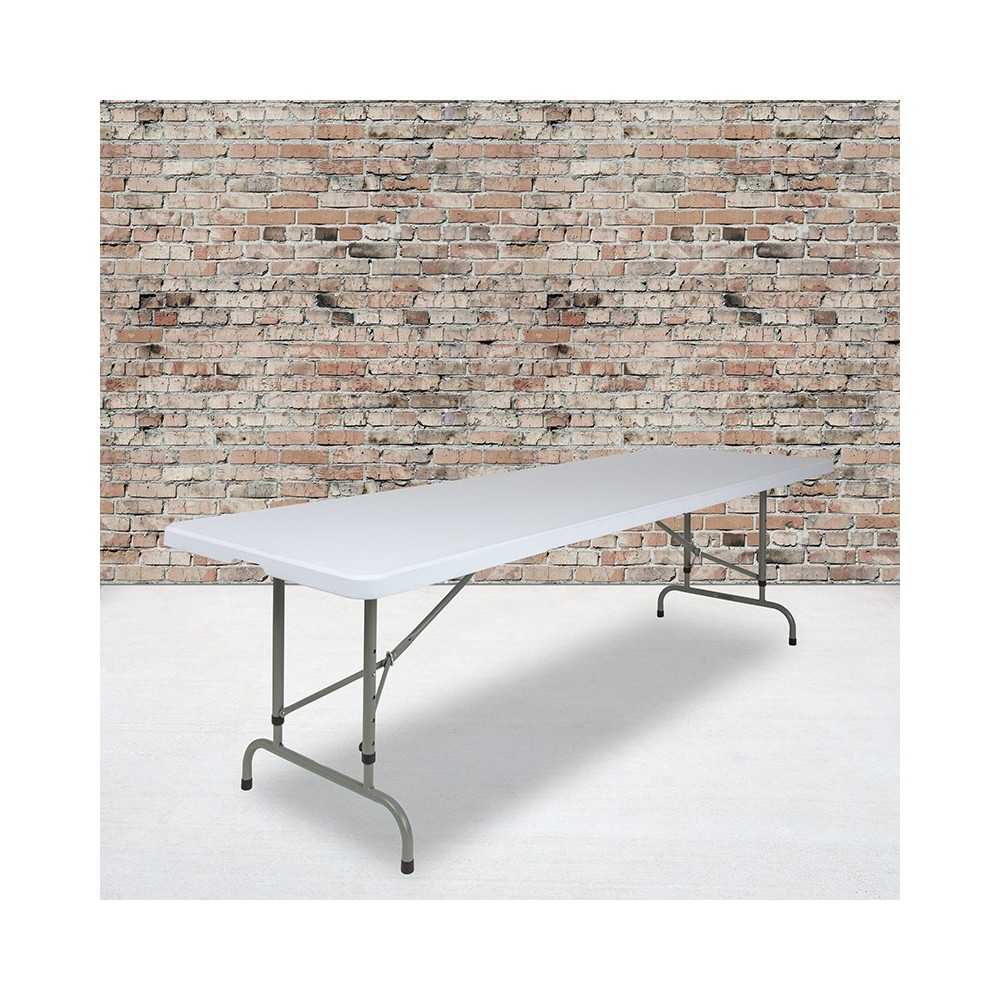 8-Foot Height Adjustable Granite White Plastic Folding Table