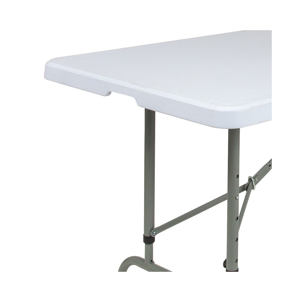 8-Foot Height Adjustable Granite White Plastic Folding Table