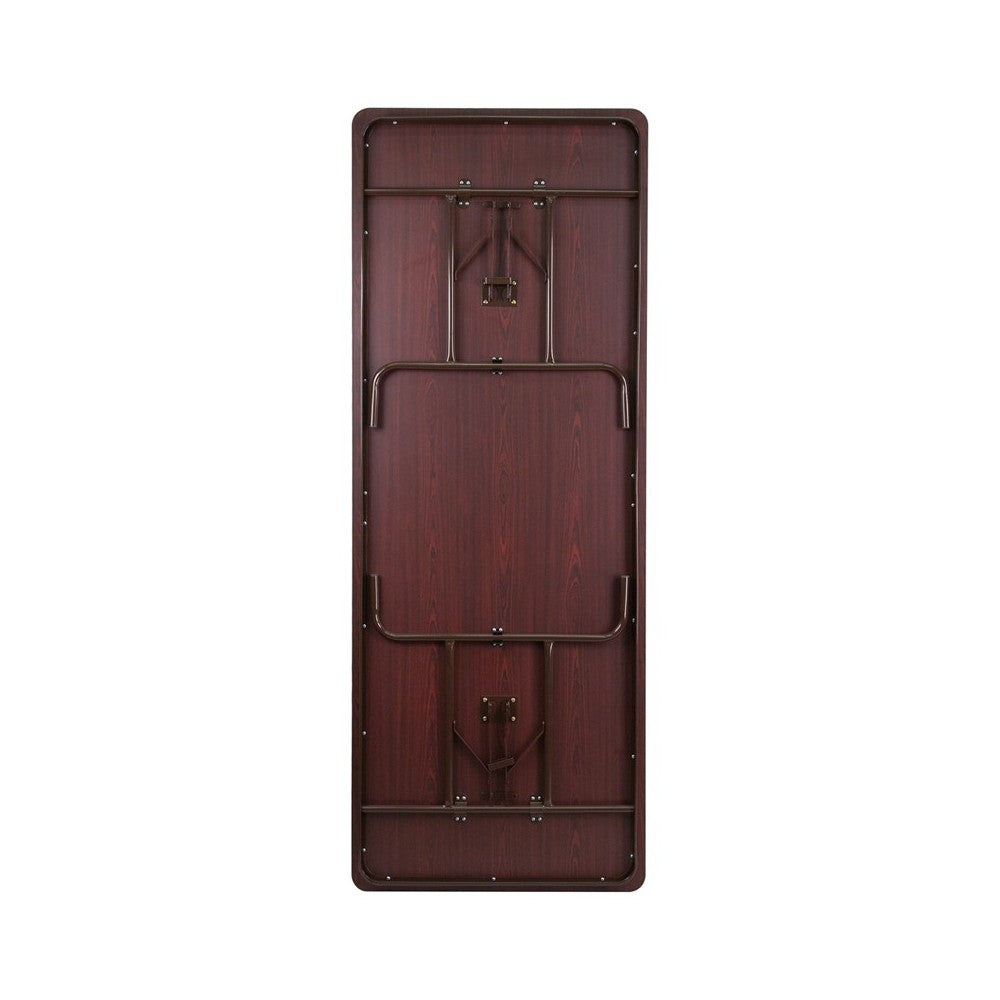 8-Foot Mahogany Melamine Laminate Folding Banquet Table