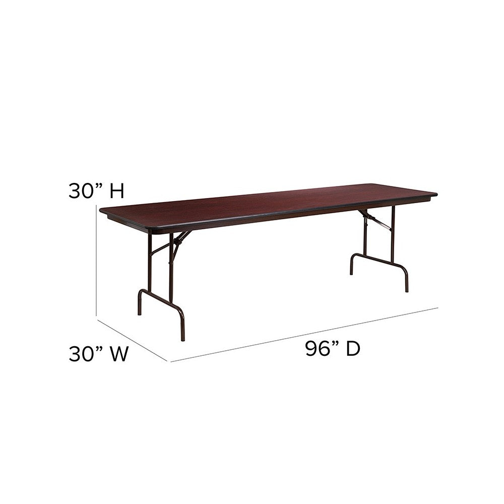 8-Foot Mahogany Melamine Laminate Folding Banquet Table