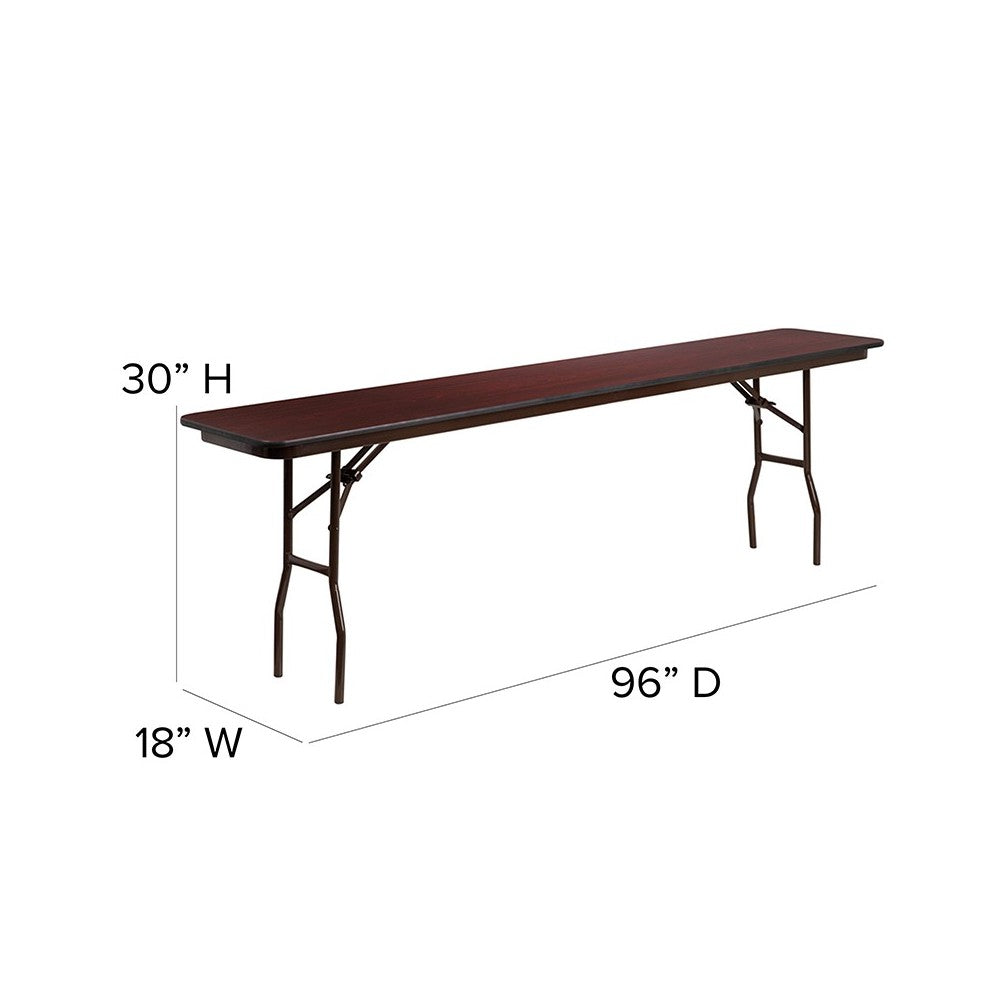8-Foot Mahogany Melamine Laminate Folding Training Table