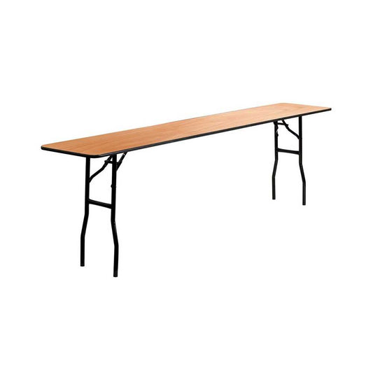 8-Foot Rectangular Wood Folding Training / Seminar Table with Smooth Clear Coated Finished Top