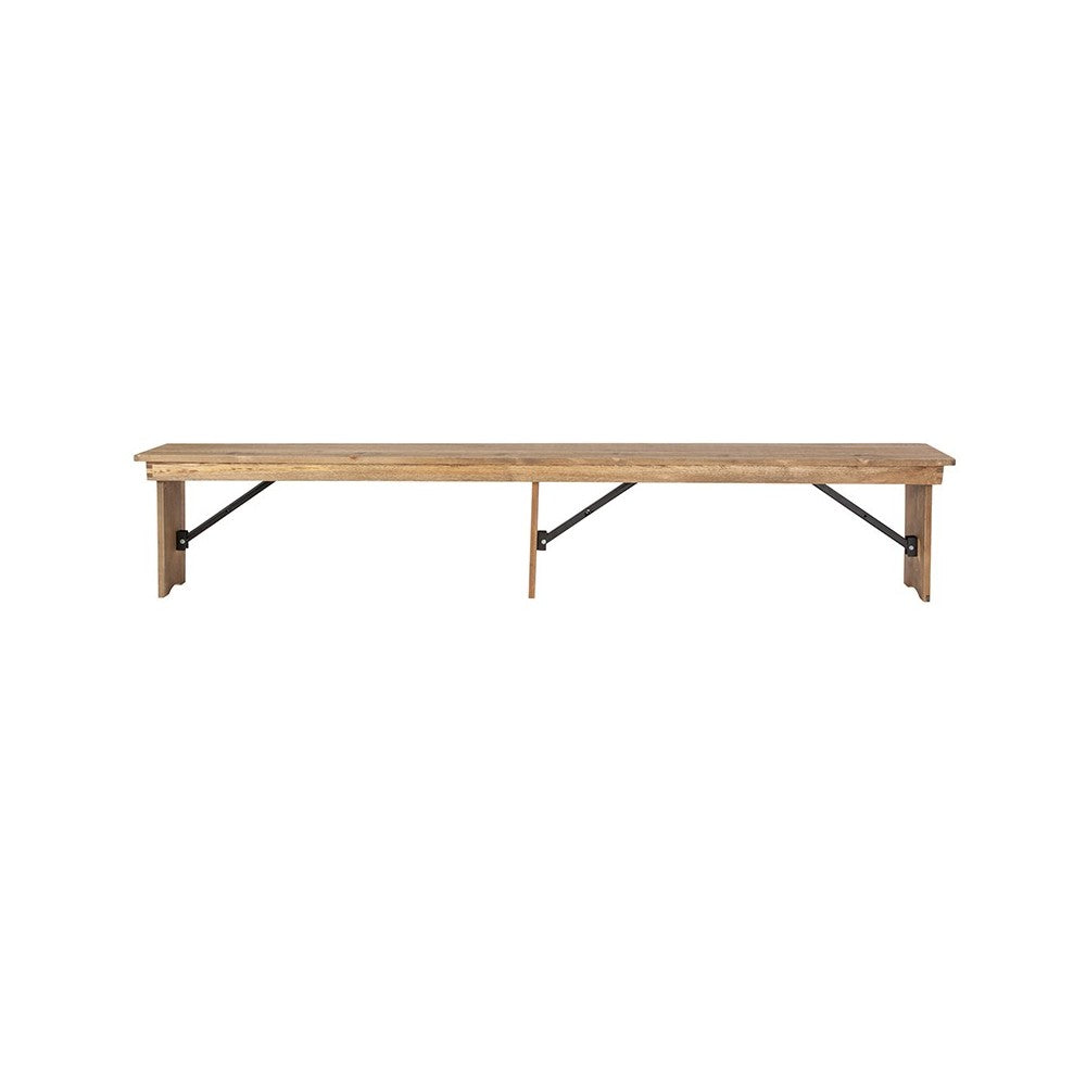 8' x 12'' Antique Rustic Solid Pine Folding Farm Bench with 3 Legs