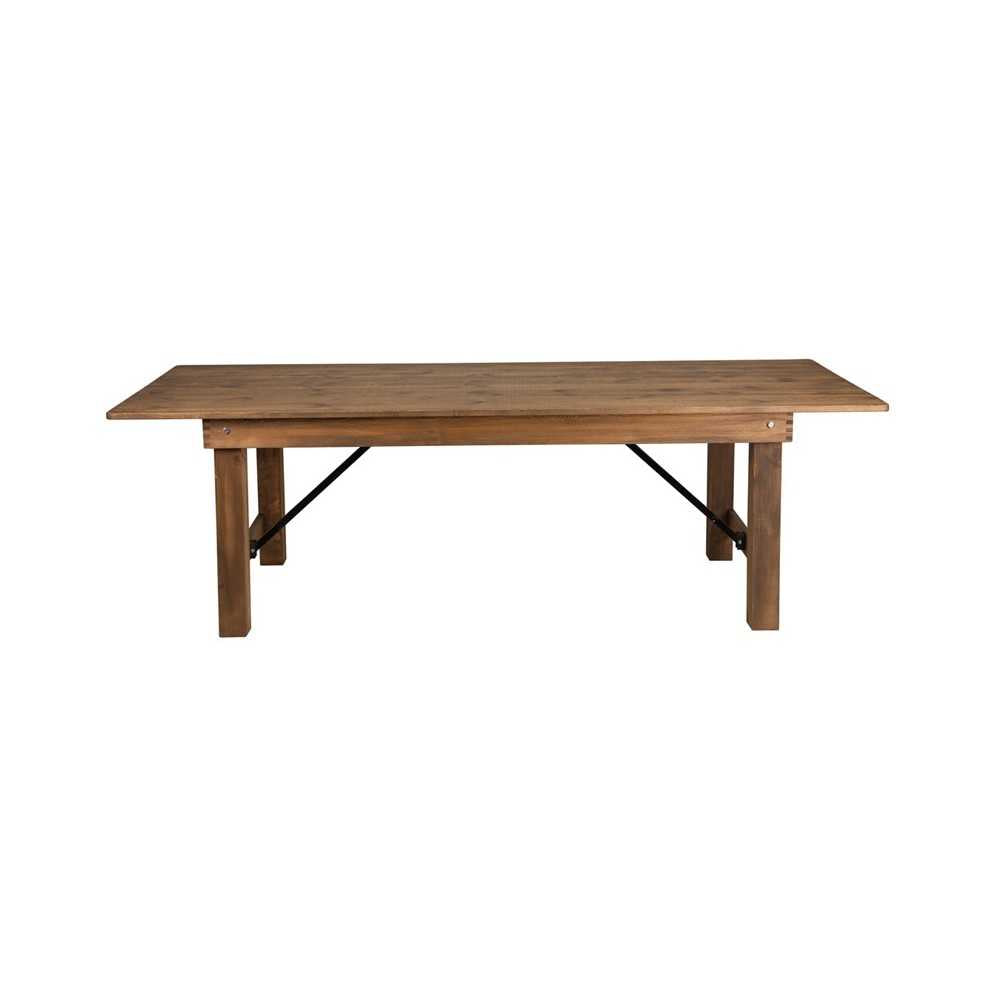 8' x 40" Rectangular Antique Rustic Solid Pine Folding Farm Table