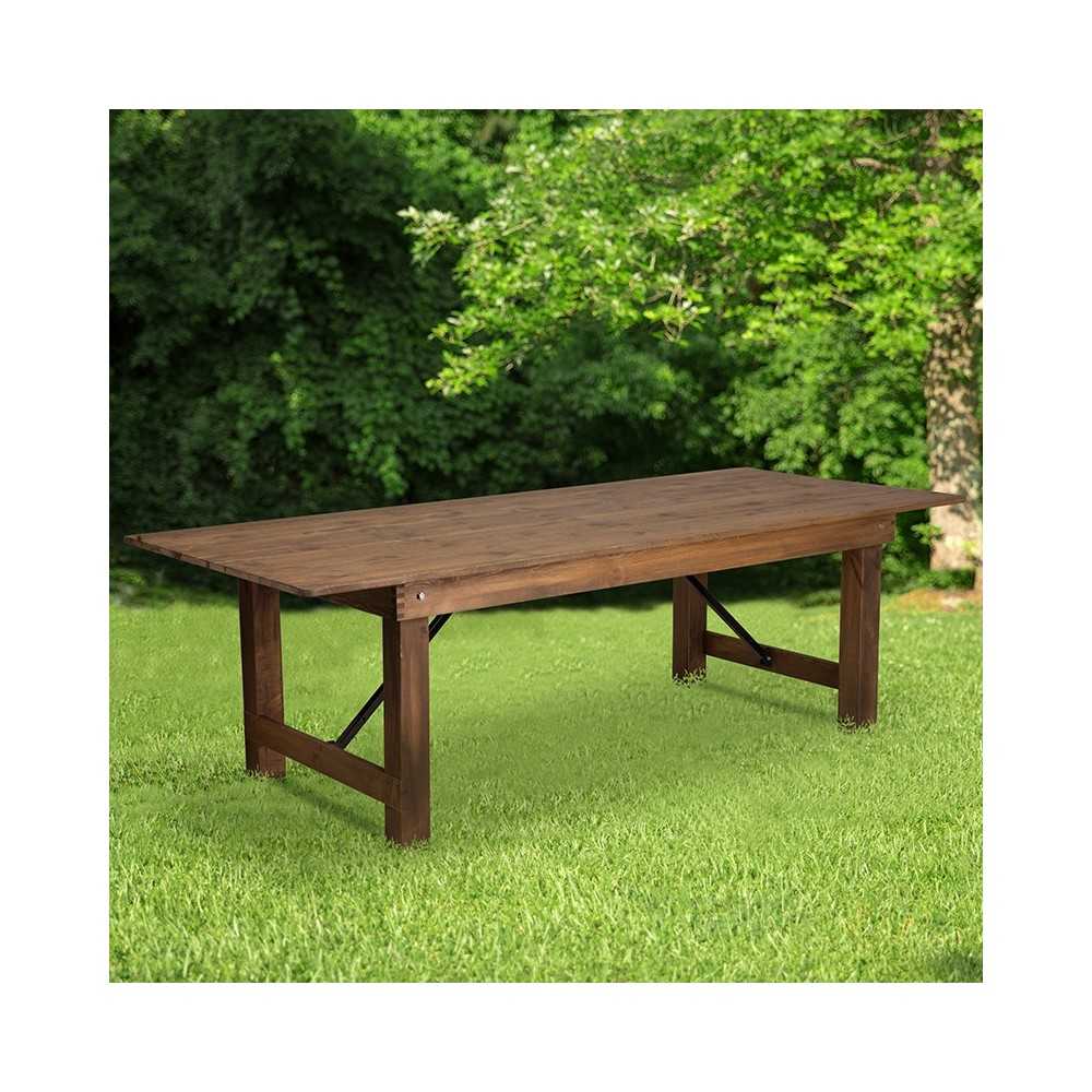 8' x 40" Rectangular Antique Rustic Solid Pine Folding Farm Table