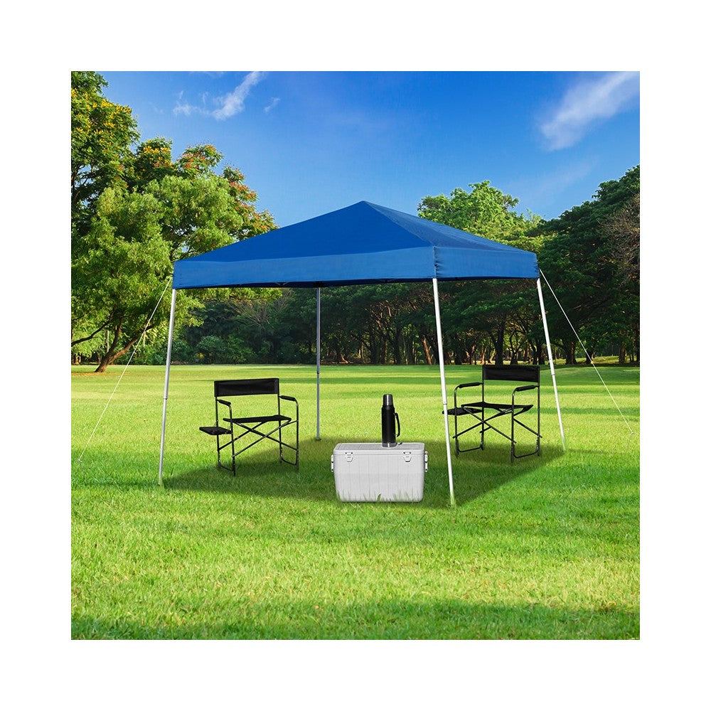 8'x8' Blue Outdoor Pop Up Event Slanted Leg Canopy Tent with Carry Bag