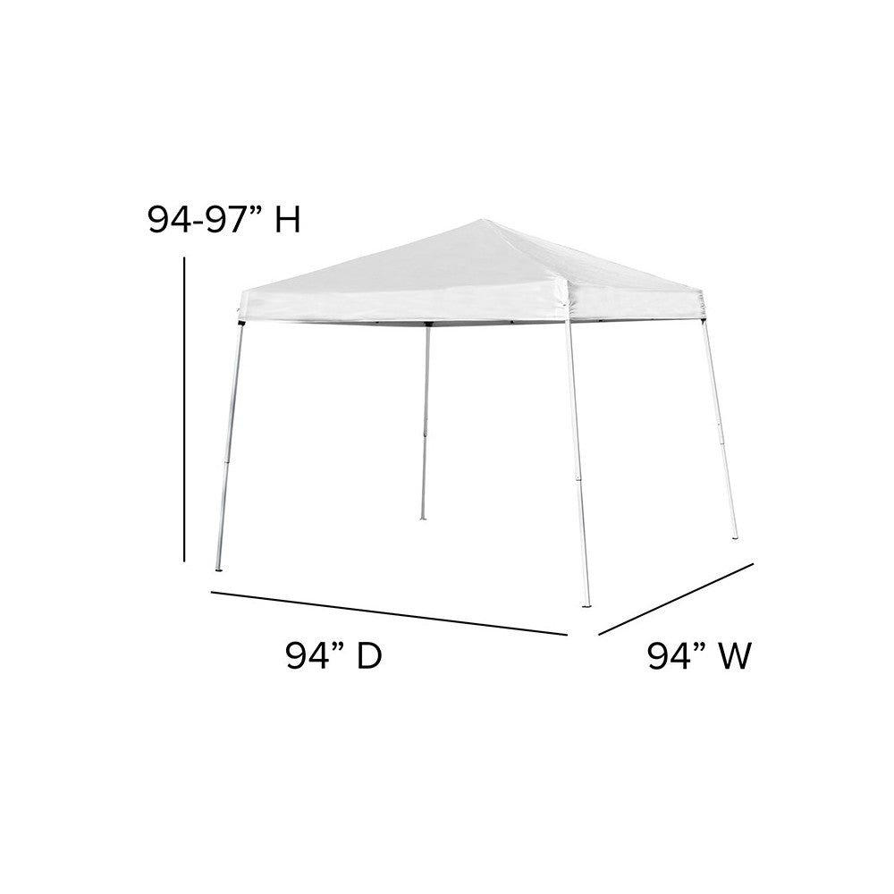 8'x8' White Outdoor Pop Up Event Slanted Leg Canopy Tent with Carry Bag