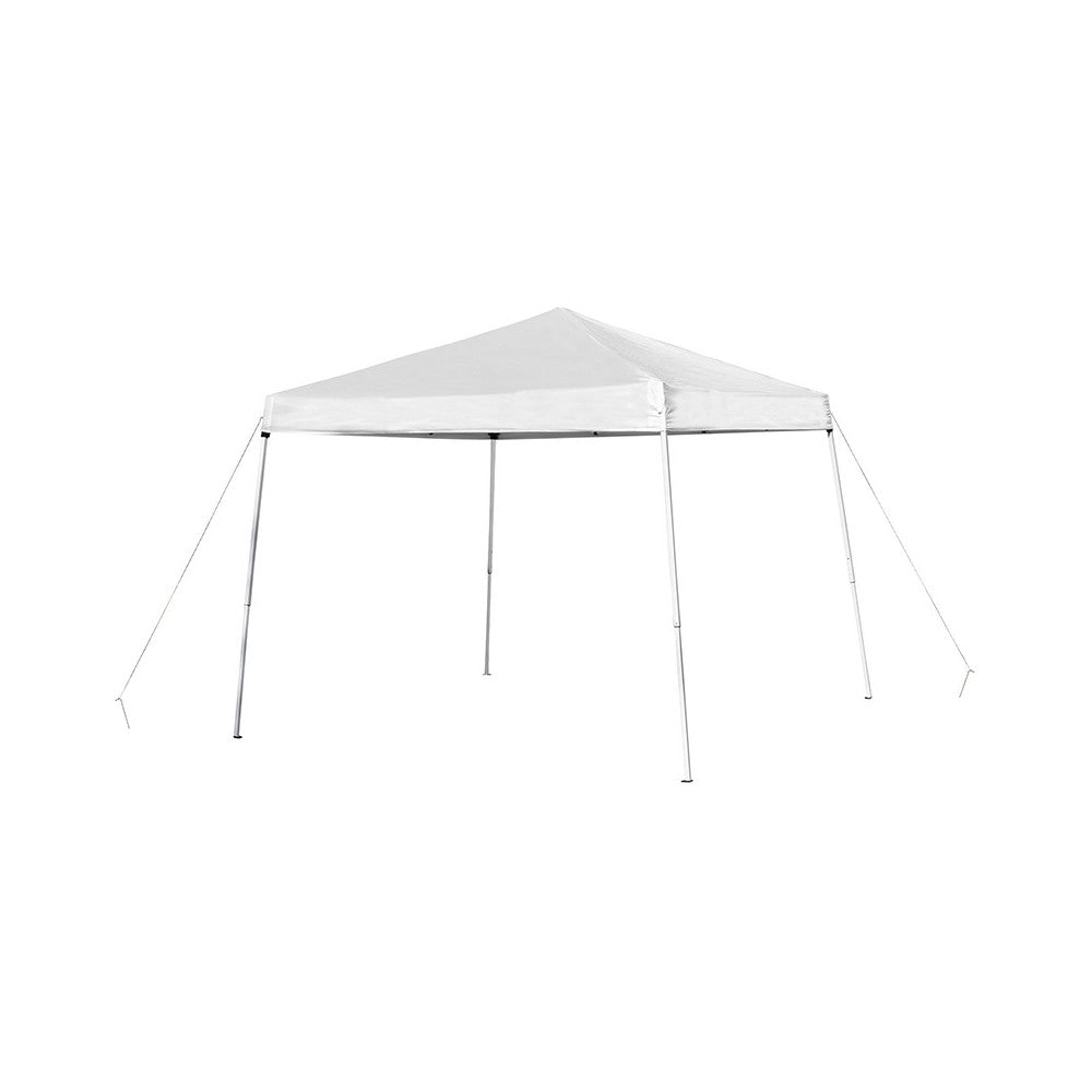 8'x8' White Outdoor Pop Up Event Slanted Leg Canopy Tent with Carry Bag