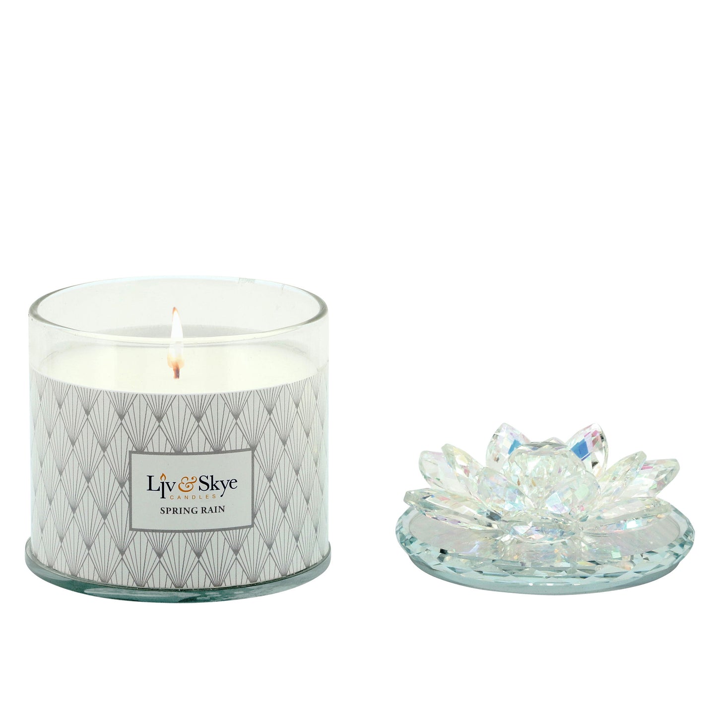 Crystal 5"soy Candle Lotus Box, Rainbow 13oz