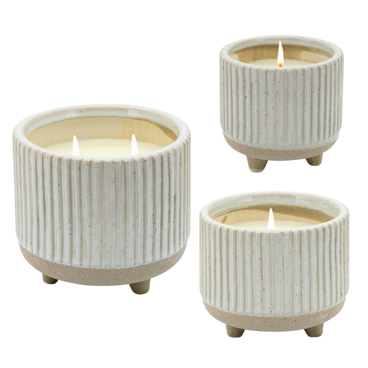 6" Ridged Scented Candle, Beige 20oz